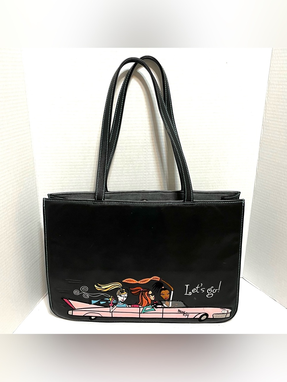 Mary Kay Girlfriends Collection 'Let's Go!' Leather Tote Bag Pink Cadillac Motif